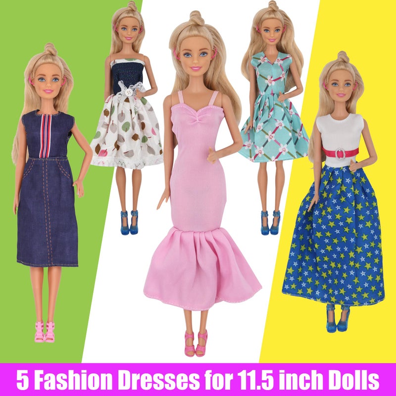ZTWEDEN 33Pcs Doll Clothes and Accessories for 12 Inch Boy and Girl Doll  Includes 20 Wear Clothes Shirt Jeans Suit and Wedding Dresses  Glasses Earphones Dog and Bike for 12'' Boy Girl Doll - Image 2